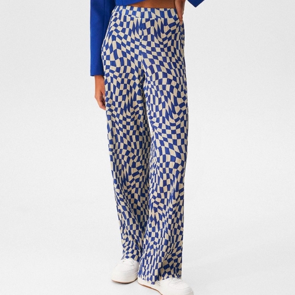Pull&Bear Royal Blue Checkered Pants